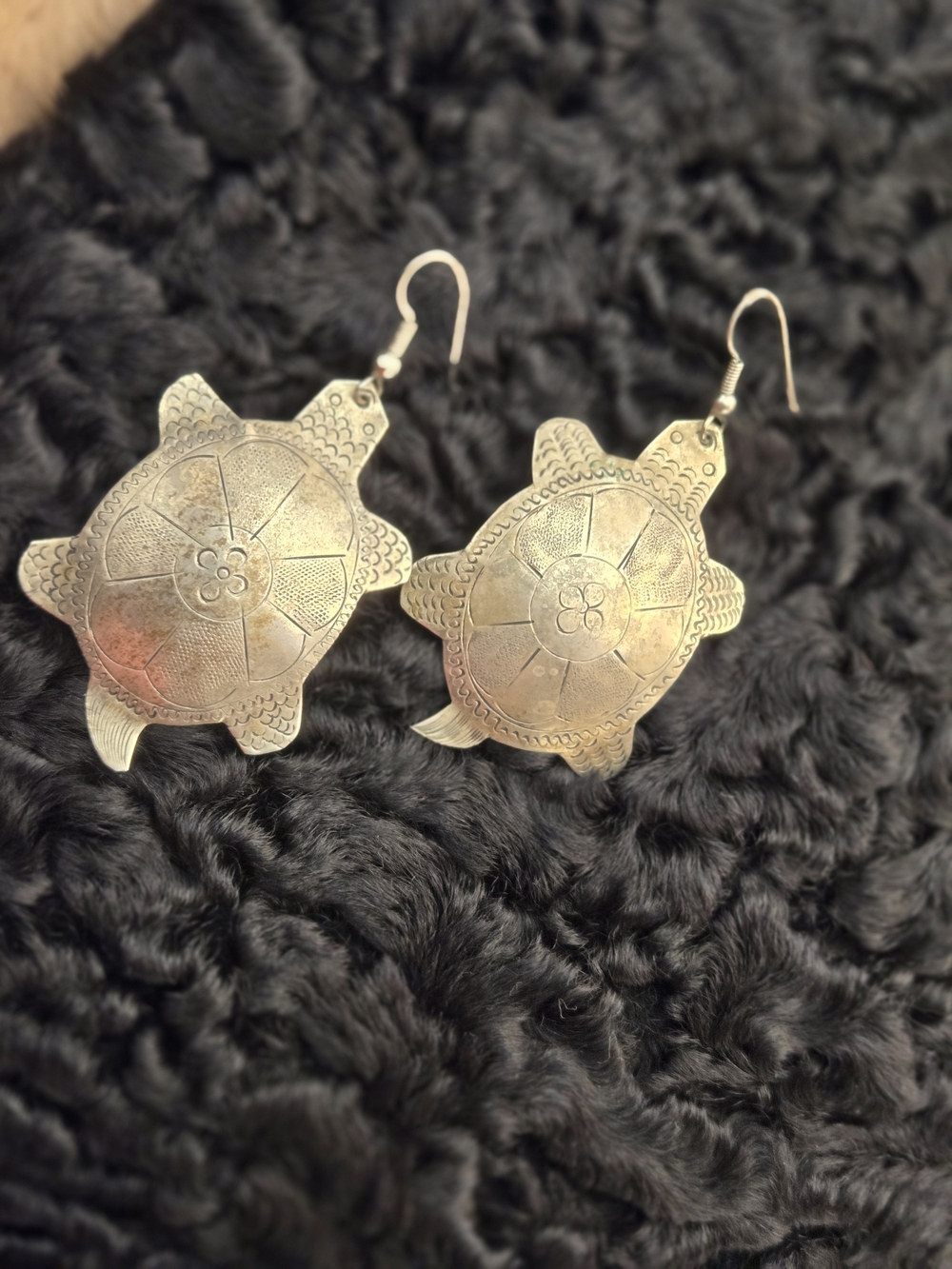 Handcrafted Turtle Drop Earrings - Silver Women Jewelry